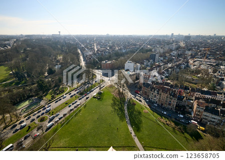 Aerial view on the north of Brussels by clear blue sky Aerial view on the north of Brussels by clear blue sky 123658705