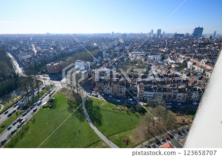 Aerial view on the north of Brussels by clear blue sky Aerial view on the north of Brussels by clear blue sky 123658707