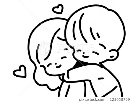 一個男孩擁抱母親的簡單插圖 123658709