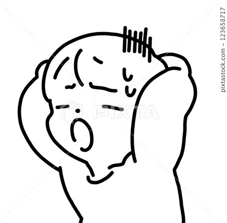 Simple illustration of a person holding his head Simple illustration of a person holding his head 123658717