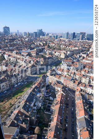 Aerial view on the north of Brussels by clear blue sky Aerial view on the north of Brussels by clear blue sky 123658724