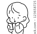 Illustration of a woman looking at her smartphone with a slightly sad expression 123658725