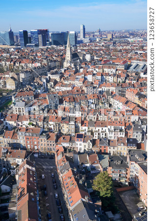 Aerial view on the north of Brussels by clear blue sky Aerial view on the north of Brussels by clear blue sky 123658727