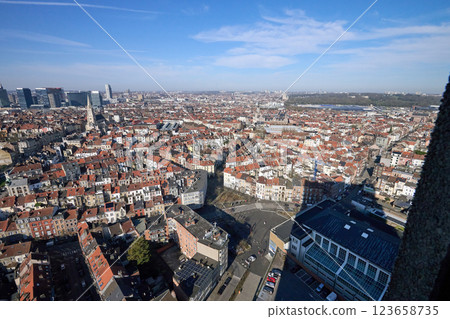 Aerial view on the north of Brussels by clear blue sky Aerial view on the north of Brussels by clear blue sky 123658735