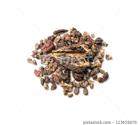 Black Cardamom Seeds Isolated, Brown Cardamon, Dry Kardamon Fruits, Cardamum Spice, Cardamomum Black Cardamom Seeds Isolated, Brown Cardamon, Dry Kardamon Fruits, Cardamum Spice, Cardamomum 123658870