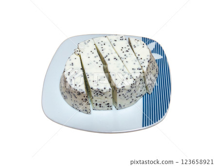 Sweet cheese jelly with poppy seeds, milk Lithuanian dessert 123658921