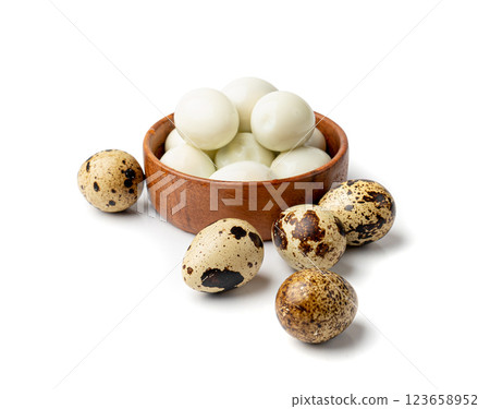 Quail Eggs, Diet Egg, Healthy Breakfast, Natural Organic Nutrition, Salad Ingredient Spotted Quail Egg 123658952