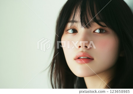 Beautiful female face with a clear look 123658985