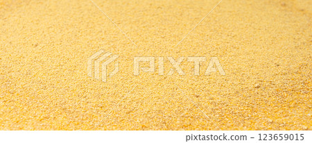 Ground fenugreek seeds texture background, milled dry trigonella powder pattern, methi dana 123659015