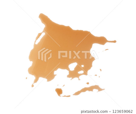 Spilled soda isolated, soft drink puddle, liquid stain, beer splatter, brown sparkling water with bubbles Spilled soda isolated, soft drink puddle, liquid stain, beer splatter, brown sparkling water with bubbles 123659062