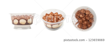 Tiramisu Cake Isolated, Coffee Dessert, Italian Tiramisu Biscuit with Mascarpone and Cocoa Powder 123659069