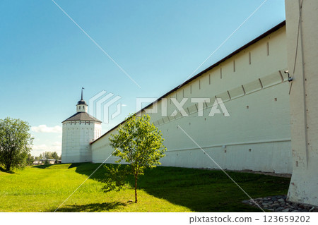 The walls of the Kirillo-Belozersky Monastery. A monument of medieval architecture. The walls of the Kirillo-Belozersky Monastery. A monument of medieval architecture. 123659202