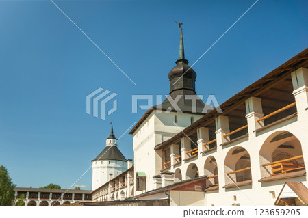 Panoramic view of the walls of Kirillo-Belozersky Monastery Panoramic view of the walls of Kirillo-Belozersky Monastery 123659205