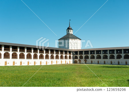 Panoramic view of the walls of Kirillo-Belozersky Monastery Panoramic view of the walls of Kirillo-Belozersky Monastery 123659206