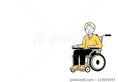 Vector illustration of an elderly man in a wheelchair. Simple copy space 123659347