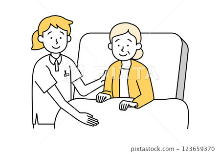 一位老年婦女被照顧的向量插圖 123659370