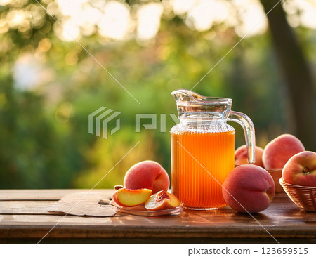 Peaches and juice 123659515