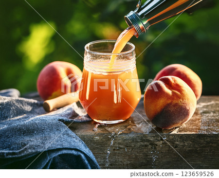 Peaches and juice 123659526