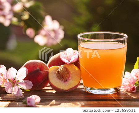 Peaches and juice 123659531