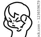 Illustration of a person holding his head and closing his eyes 123659679