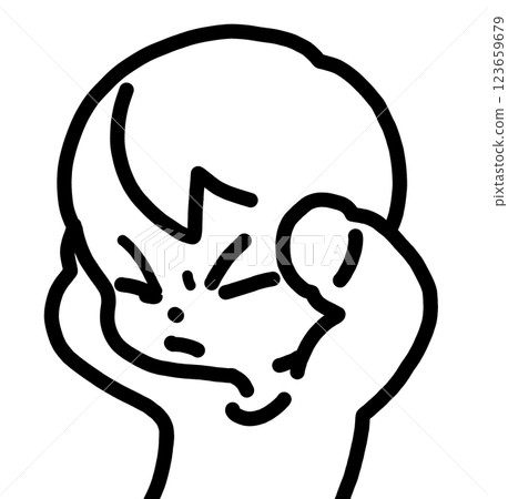 一個人抱著頭閉上眼睛的插圖 123659679
