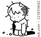 Illustration of a person who has lost everything and is on his knees 123659682