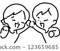 A simple illustration of a man and woman high-fiving 123659685