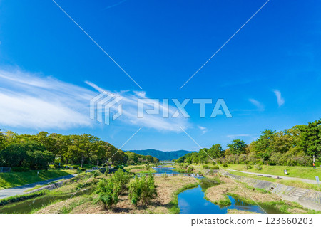 京都市鴨川上游景觀 京都市鴨川上游景觀 123660203
