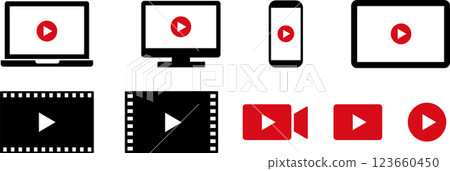 Video play button icon 2 123660450