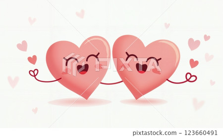 hearts with happy faces as abstract valentine holiday background, hearts couple celebrating saint valentine day and love concept hearts with happy faces as abstract valentine holiday background, hearts couple celebrating saint valentine day and love concept 123660491