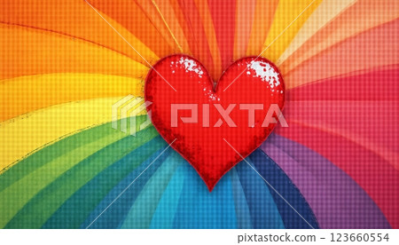 abstract shiny background with rainbow color and heart shape, spotted and splashed with colors, very intense and dynamic, pop art style illustration abstract shiny background with rainbow color and heart shape, spotted and splashed with colors, very intense and dynamic, pop art style illustration 123660554