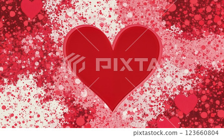 abstract illustration for Valentine's Day celebration, a big red heart on colorful background, bright and cheerful 123660804