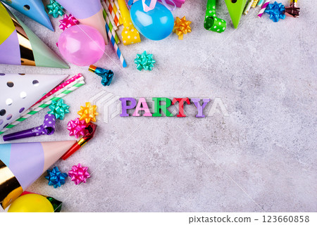 Birthday party celebration concept with papaer hat 123660858
