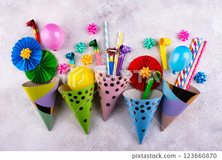 Birthday party celebration concept with papaer hat Birthday party celebration concept with papaer hat 123660870
