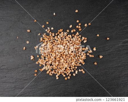 Boiled Buckwheat Pile on Black, Cooked Buck Wheat Grains, Porridge Heap, Cook Buckwheat Boiled Buckwheat Pile on Black, Cooked Buck Wheat Grains, Porridge Heap, Cook Buckwheat 123661921