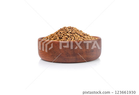 Coriander Seeds Isolated, Cilantro Grains, Chinese Parsley Seed Group, Dry Spices, Seasonings 123661930