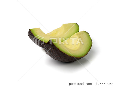 Hass Avocado Half Isolated, Whole Sharwil Set, Brown Avocados Slice, Fresh Alligator Pear, Persea Americana 123662068