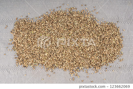 Hemp seeds, cannabis grains, marijuana kernels, oil hempseeds pile 123662069