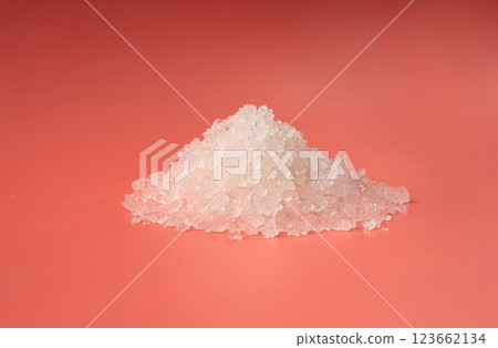 Dead sea salt pile, white crystals for body spa, sodium chloride similar to crushed ice, spa scrub 123662134