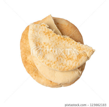 Pita flat bread, wheaten pitta flatbread also known as Arabic bread, chapati, greek pita naan, khubz 123662183