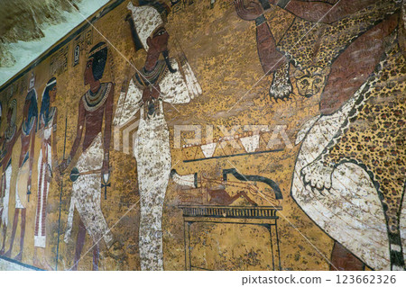 Wall paintings in the tomb of King Tutankhamun Wall paintings in the tomb of King Tutankhamun 123662326
