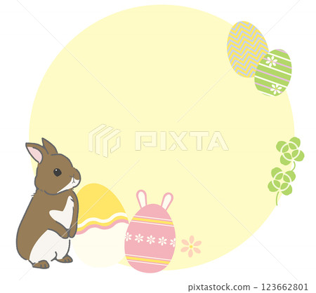 Easter rabbit and egg round frame 123662801