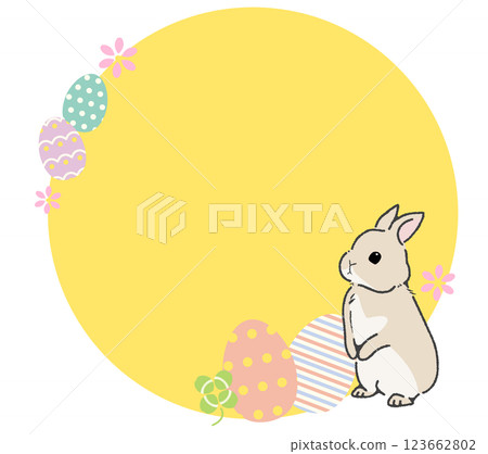 Easter rabbit and egg round frame 123662802