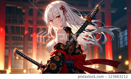 Cute female samurai 123663212
