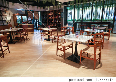 Dubai, United Arab Emirates - September 24, 2024 Cafe for guests of JA ocean view hotel 5. Editorial Dubai, United Arab Emirates - September 24, 2024 Cafe for guests of JA ocean view hotel 5. Editorial 123663712