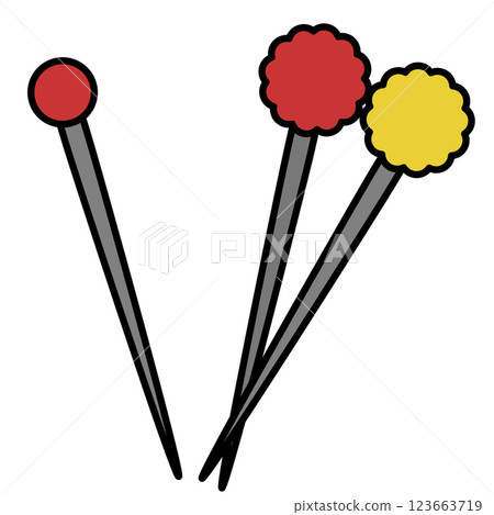 Illustration of three sewing pins 123663719
