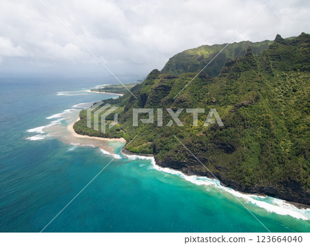 Aerial View of Na Pali Coast in Kauai Hawaii Aerial View of Na Pali Coast in Kauai Hawaii 123664040