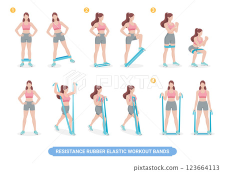 Resistance rubber elastic women workout bands illustration 123664113