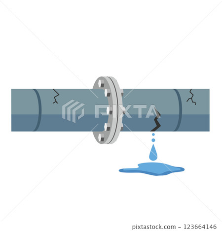 管道老化,裂縫處漏水 管道老化,裂縫處漏水 123664146