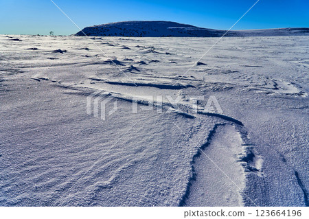 Stunning mountain wilderness landscape, snowy texture. Active vacation Stunning mountain wilderness landscape, snowy texture. Active vacation 123664196